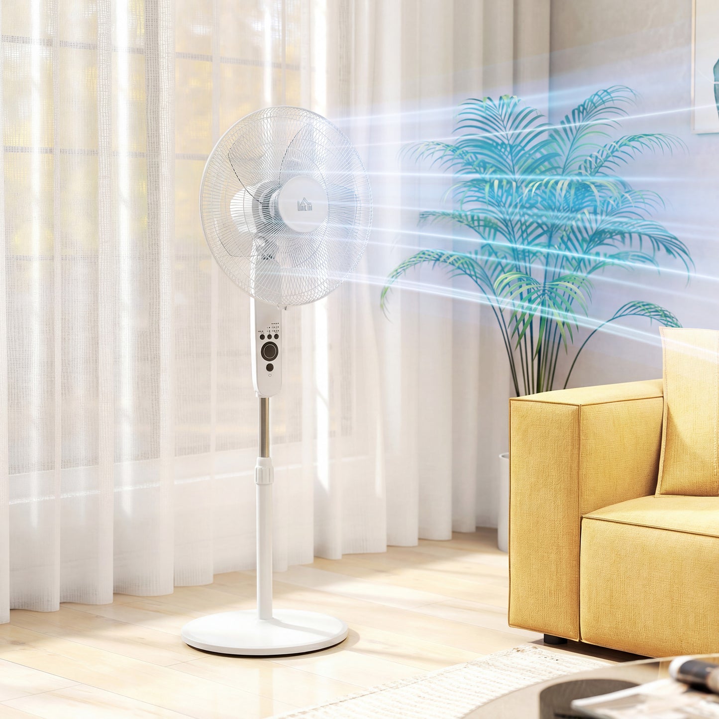 18" Pedestal Fan with Sleep Mode, Oscillating Standing Fan, White