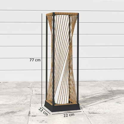 Rattan Solar Floor Lamp, Auto On/Off  Garden Lights, Sand Brown
