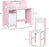 Kids Desk And Chair Set 2 PCs Childrens Table And Chair Set Multi Use Toddler Furniture with Whiteboard, Storage - Pink