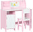 Kids Desk And Chair Set 2 PCs Childrens Table And Chair Set Multi Use Toddler Furniture with Whiteboard, Storage - Pink