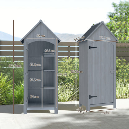Wooden Small Garden Shed with 3 Shelves and Tilt Roof Grey
