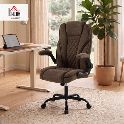 Office Chair, Computer Desk Chair with Flip-up Armrest, Brown