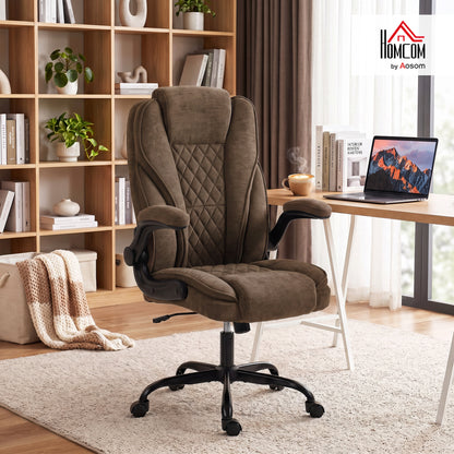 Office Chair, Computer Desk Chair with Flip-up Armrest, Brown
