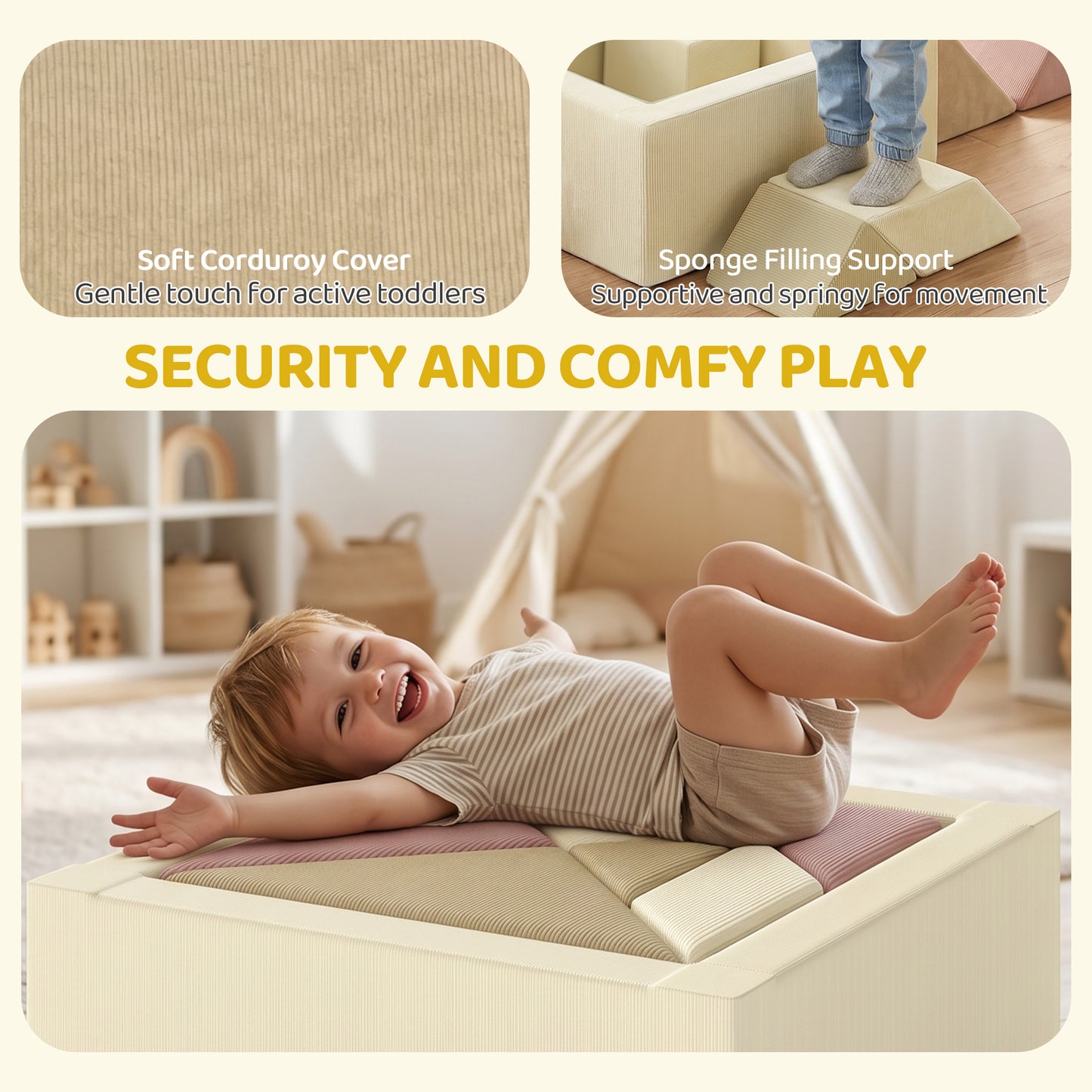 9 Pieces Soft Play Sets with Tangram Play, Removable Cover