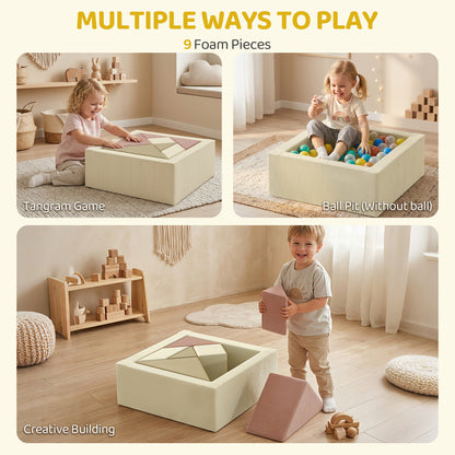 9 Pieces Soft Play Sets with Tangram Play, Removable Cover