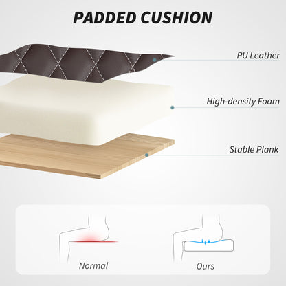 PU Leather Office Desk Chair with Thick Cushion, Brown