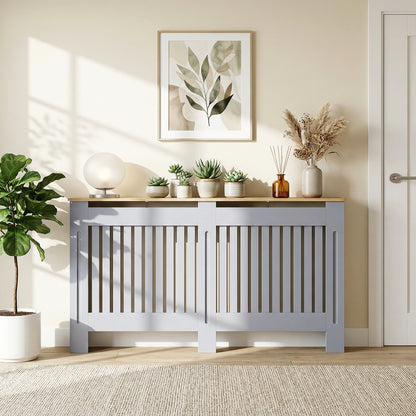 Radiator Cover Painted Slatted MDF Cabinet Lined Grill 172x19x81cm