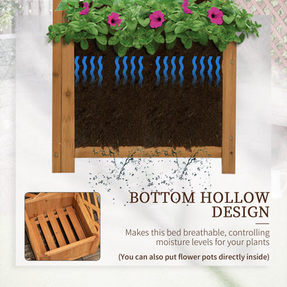 Wooden Planter with Corner Trellis, Raised Garden Bed, Brown