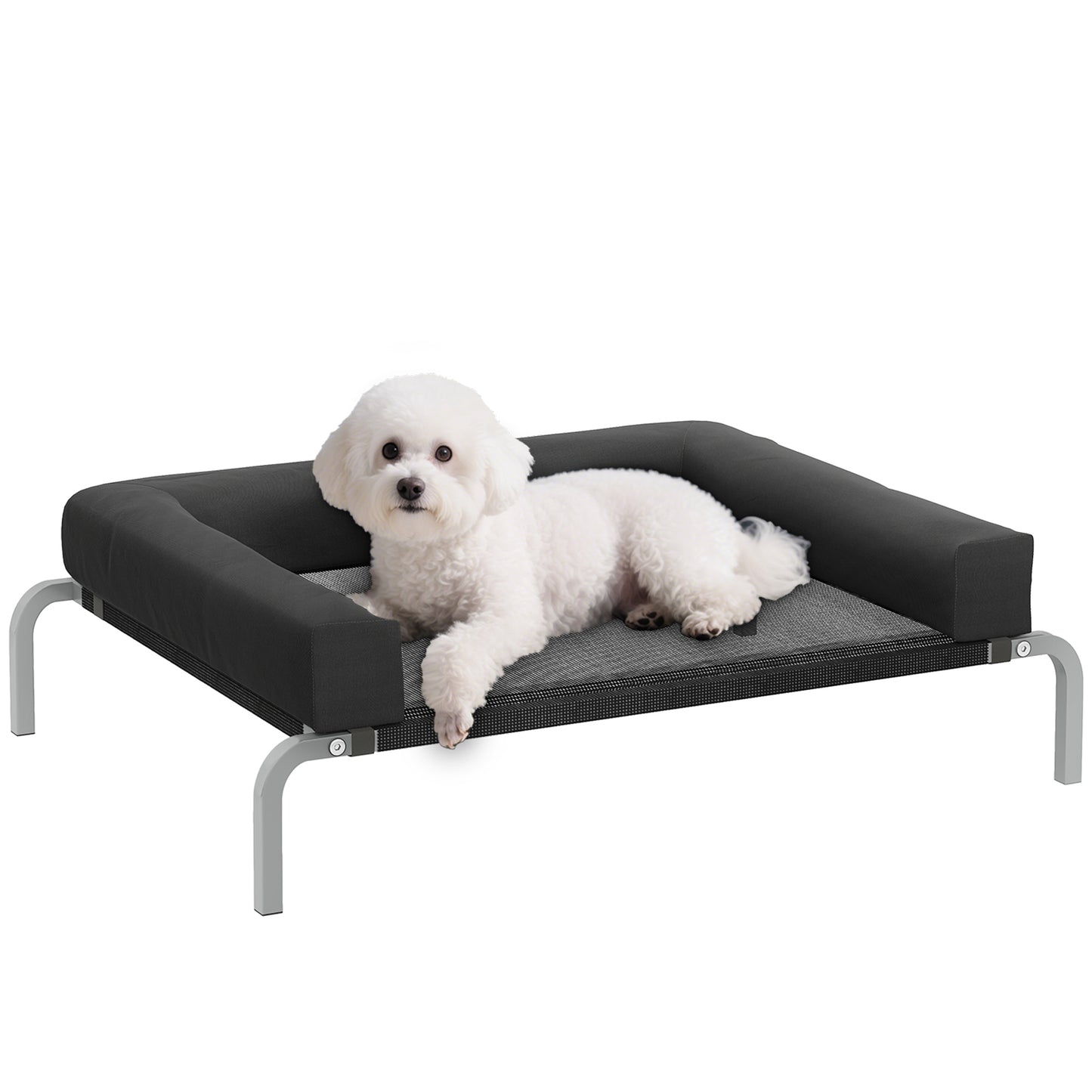 Elevated Dog Bed, Raised Dog Bed with Removable Bolsters