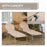 Outdoor Foldable Sun Lounger Set of 2, 4 Level Adjustable Backrest Reclining Sun Lounger Chair with Angle Adjust Sun Shade Awning for Beach, Garden, Patio, Brown