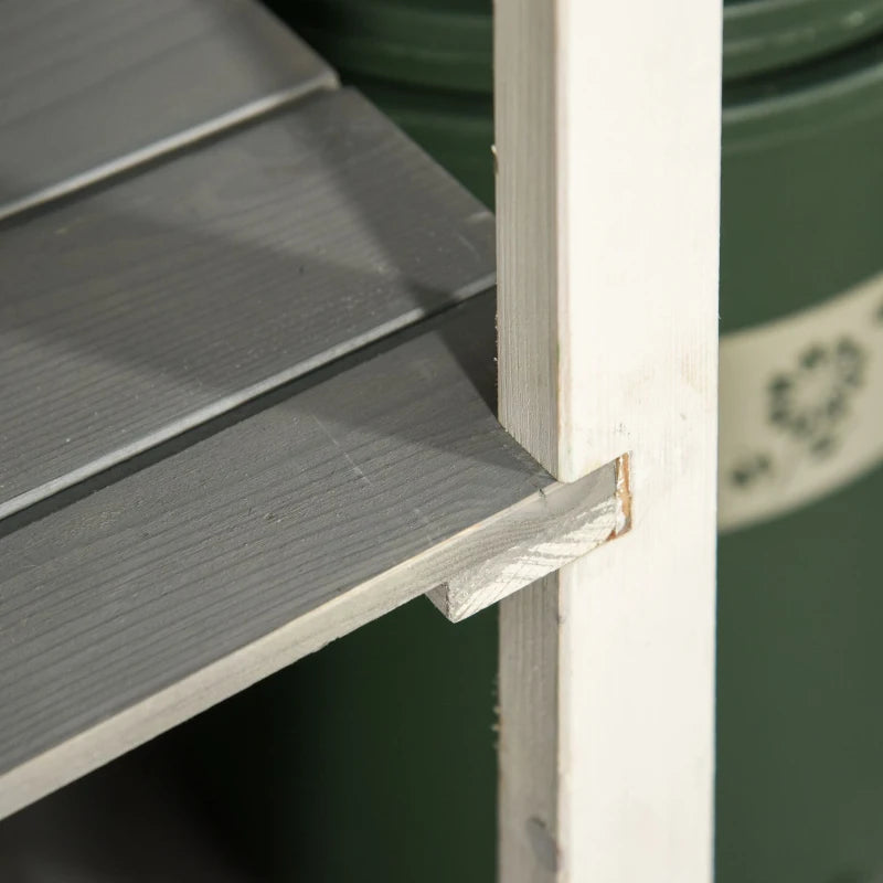 Garden Storage Shed Fir Wood Tool Cabinet Organiser with Shelves - Grey