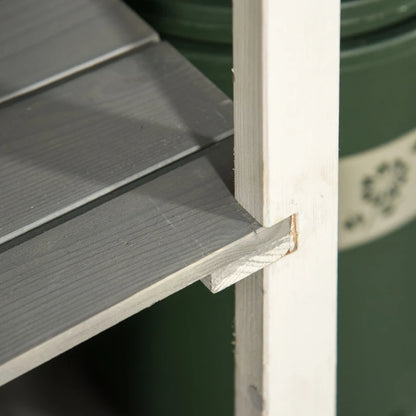Garden Storage Shed Fir Wood Tool Cabinet Organiser with Shelves - Grey