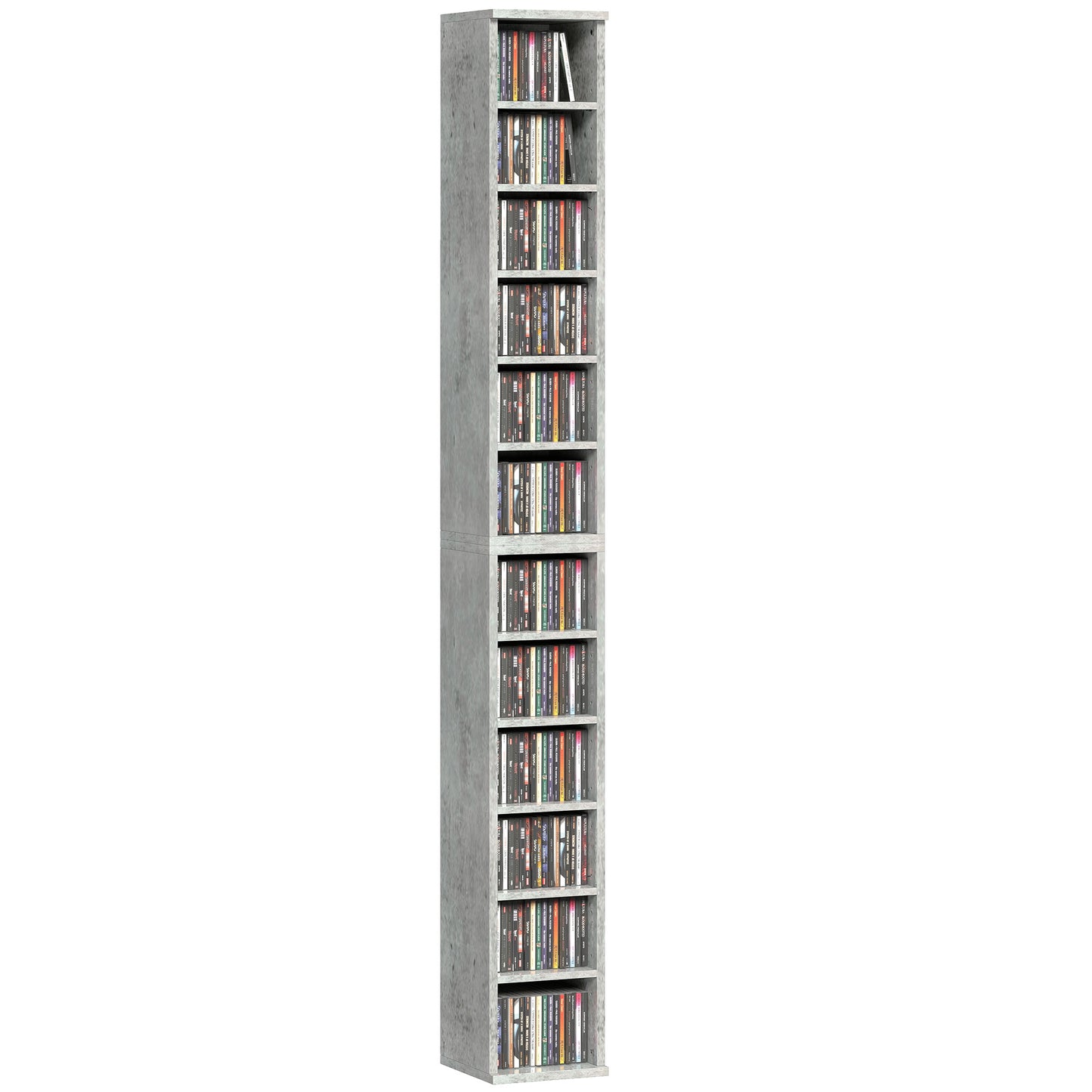 Set of 2 CD Storage Units DVD Shelf with Adjustable Shelves, Grey