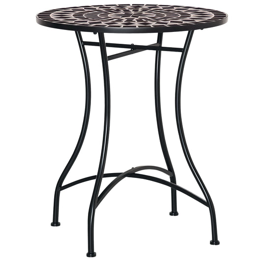 60cm Mosaic Round Bistro Table Outdoor Garden Side Table, Black