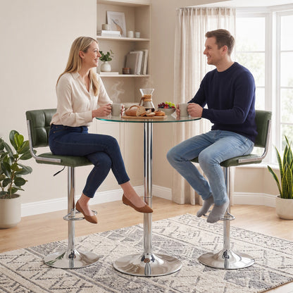 Adjustable Bar Stools Set of 2 with Backrest Green