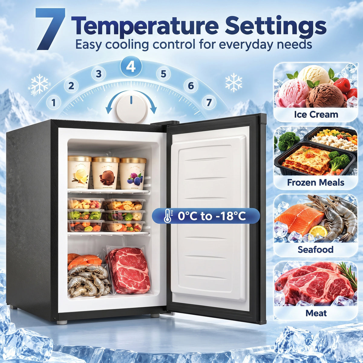59.1L Tabletop Freezer with Reversible Door - Black
