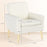 Modern Accent Chair with Wood Legs, Wide Seat, Teddy Armchair, Cream