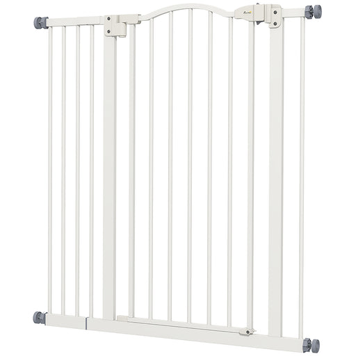 Metal Pet Safety Gate Dog Gate Folding Fence, White