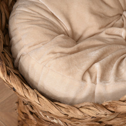 Wicker Cat House, Raised Cat Bed with Cylindrical Base, 50 x 42 x 60 cm