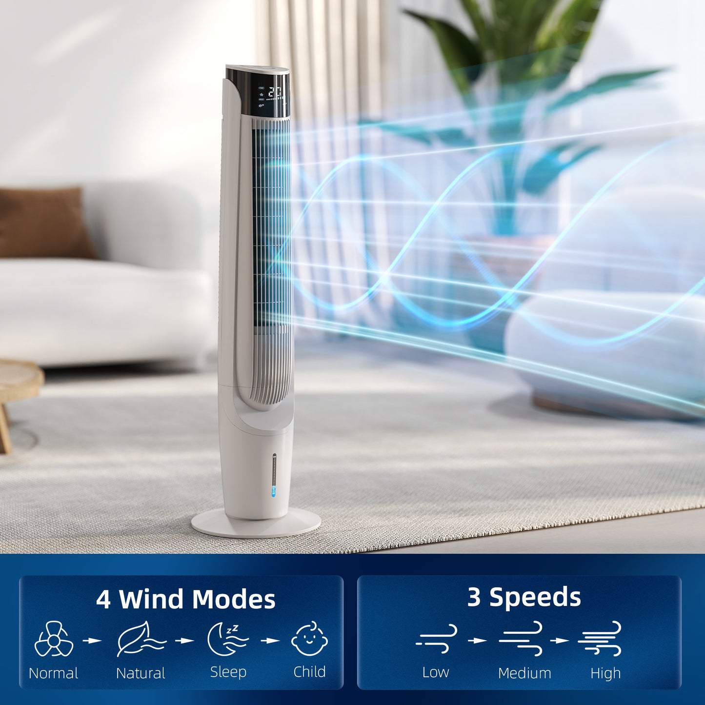 Air Cooler Ice Cooling Fan for Bedroom, Living Room, White