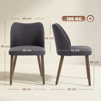 Dining Chairs Set of 2, Kitchen Chairs with Padded Seat, Curved Back