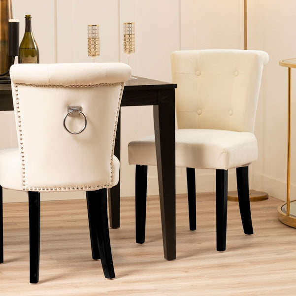 Positano Dining Chair with Back Ring / Black legs- Cream