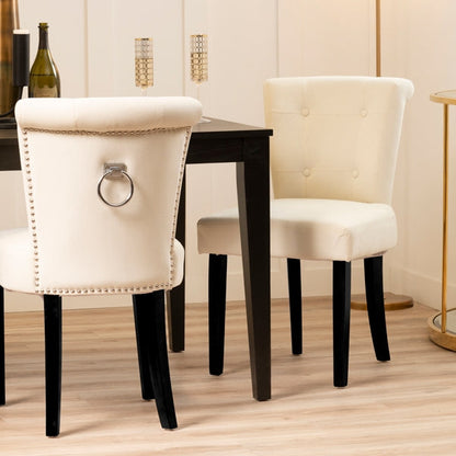 Positano Dining Chair with Back Ring / Black legs- Cream