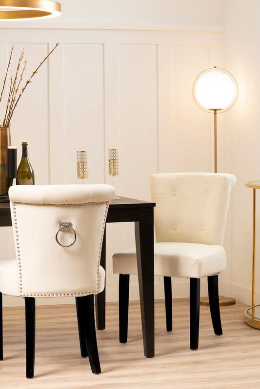 Positano Dining Chair with Back Ring / Black legs- Cream