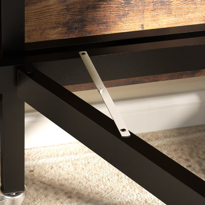 Mobile Drop Leaf Table, Folding Kitchen Table with 6 Wheels, Brown