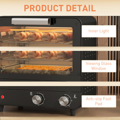 Small Toaster Oven, 12L Mini Countertop Oven with Glass Door, Black