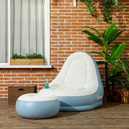 Inflatable Chair and Footstool for Gaming, Reading, Watching White