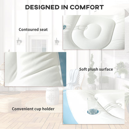 Inflatable Chair and Footstool for Gaming, Reading, Watching White