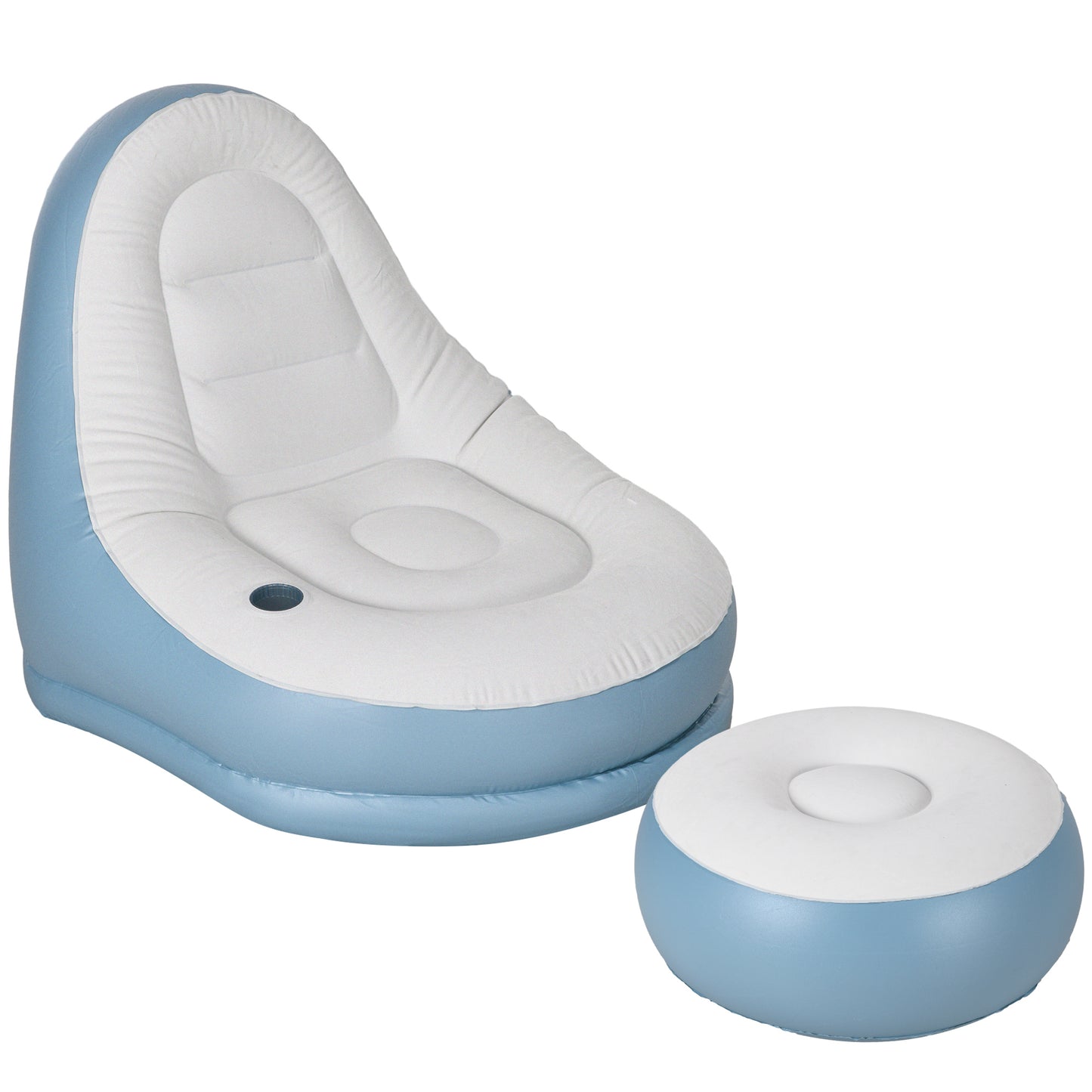 Inflatable Chair and Footstool for Gaming, Reading, Watching White