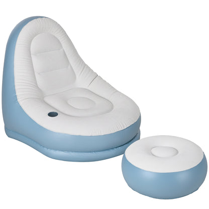Inflatable Chair and Footstool for Gaming, Reading, Watching White