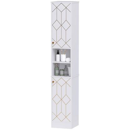 Slim Bathroom Cabinet, Bathroom Storage Cabinet with Doors, White