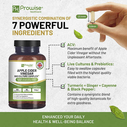 Prowise Healthcare Apple Cider Vinegar with Bio Cultures Complex 1300mg 180 capsules