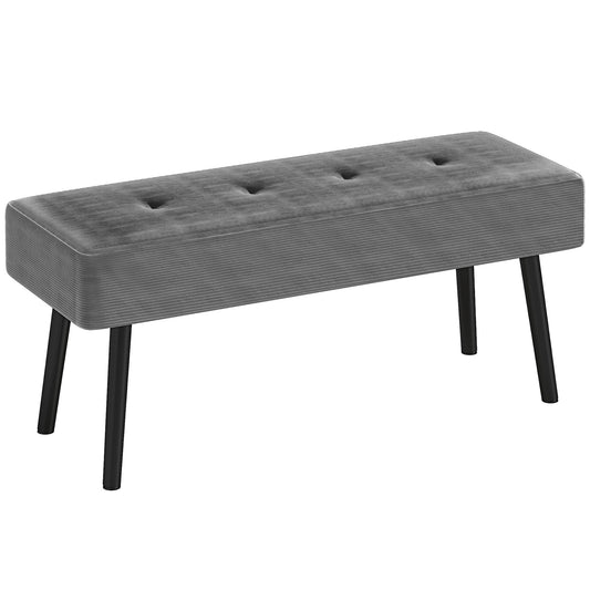 End of Bed Bench with Thick Padding and Steel Legs for Entryway, Grey