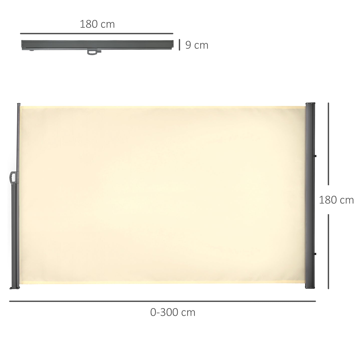 3x1.8M Retractable Side Awning Screen Fence Patio Privacy Divider Cream