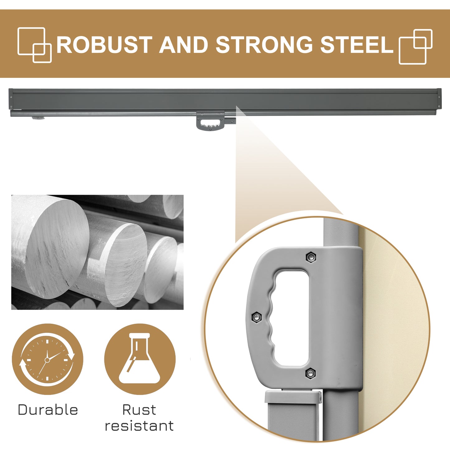 3x1.8M Retractable Side Awning Screen Fence Patio Privacy Divider Cream