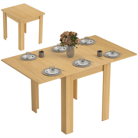 Folding Dining Table for 4-6, Drop Leaf Table, Natural