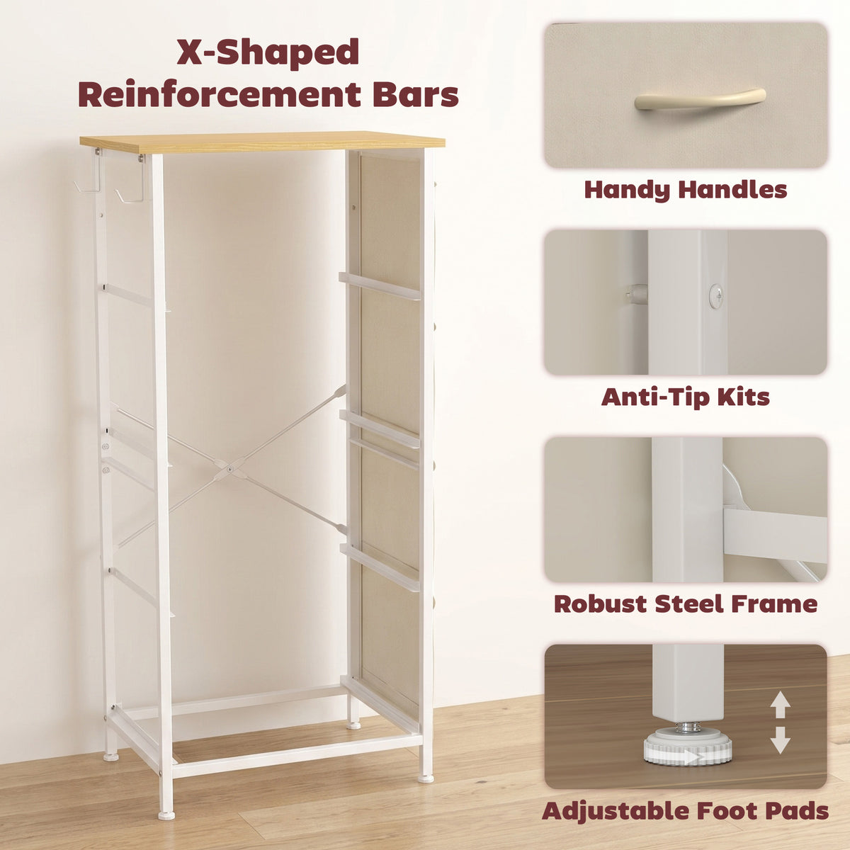Fabric Chest of Drawers, 4 Drawer Dresser for Bedroom, Beige