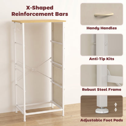 Fabric Chest of Drawers, 4 Drawer Dresser for Bedroom, Beige