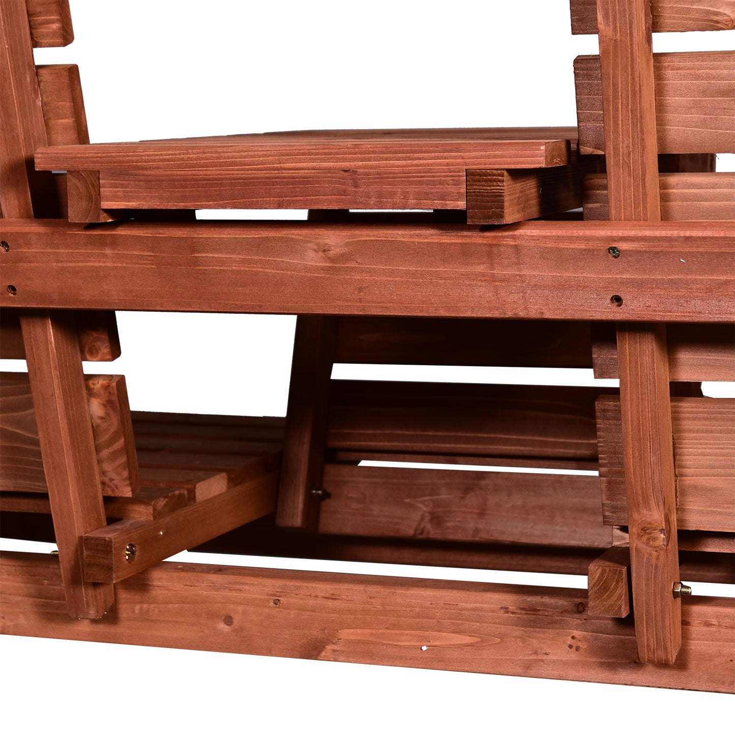 Convertable 3-Seater Wood Bench Table Garden w/ Armrests Orange