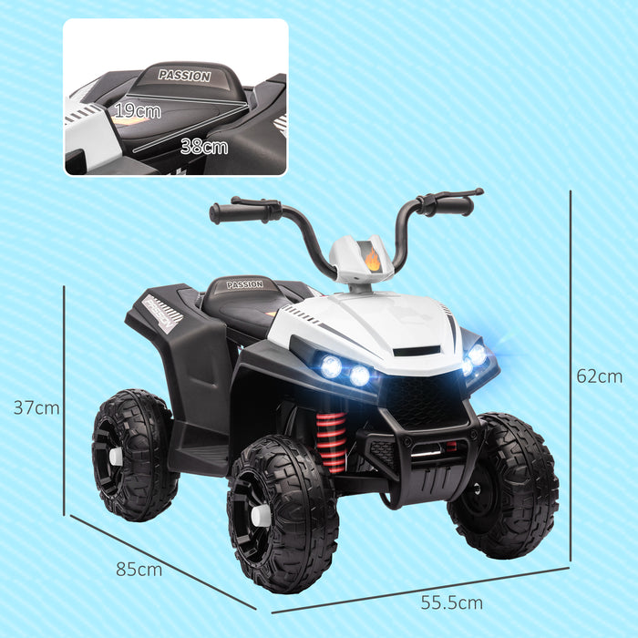 12V Kids Electric Quad Bike with 4 Wheels Spring Suspension, White