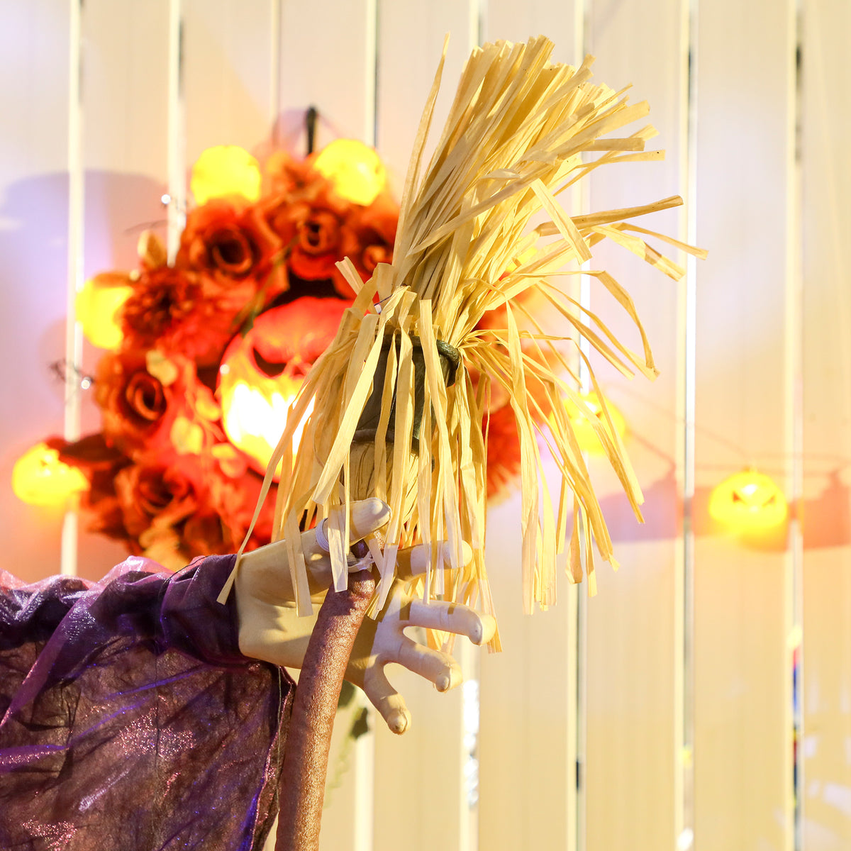 Voice Activated Halloween Animatronics Standing Witch, Purple