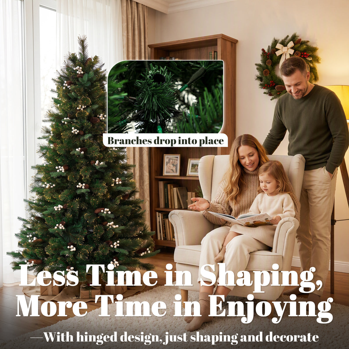 6ft Artificial Christmas Tree with 716 Branch Tips for Holiday Decor