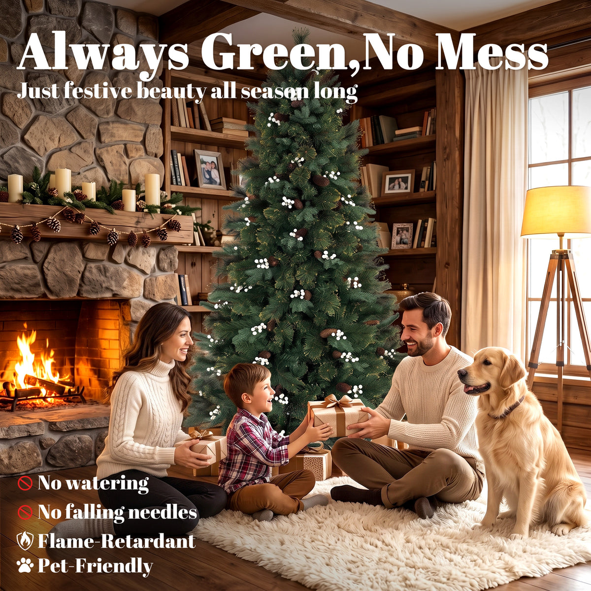 6ft Artificial Christmas Tree with 716 Branch Tips for Holiday Decor