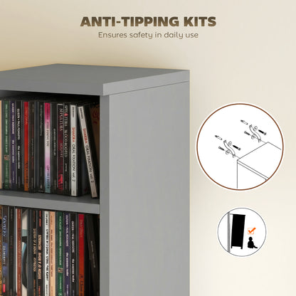 Set of 2 CD Storage Unit DVD Shelf with Adjustable Shelves Light Grey
