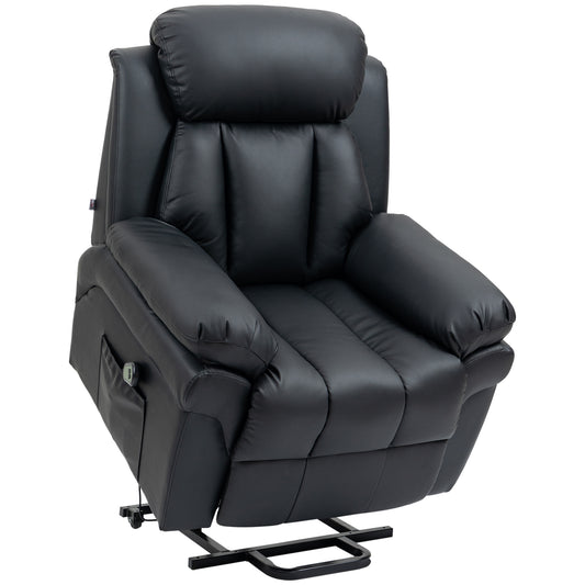 PU Leather Electric Recliner Mobility Lift&Rise Overstuffed Design Black