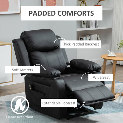 PU Leather Electric Recliner Mobility Lift&Rise Overstuffed Design Black